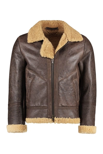 Shop Salvatore Santoro Bram Short Sheepskin Jacket In Brown