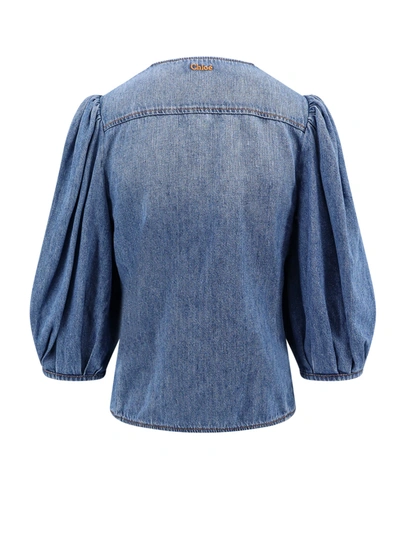 Shop Chloé Denim Shirt With Mother Of Pearl Buttons