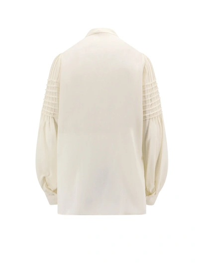 Shop Chloé Virgin Wool Shirt With Frontal Bow