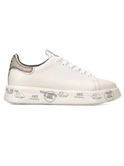 Shop Premiata Belle 6548 Sneakers In Butter Leather In White