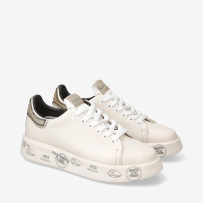 Shop Premiata Belle 6548 Sneakers In Butter Leather In White