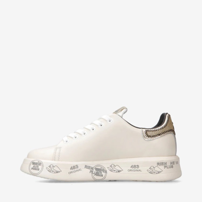 Shop Premiata Belle 6548 Sneakers In Butter Leather In White