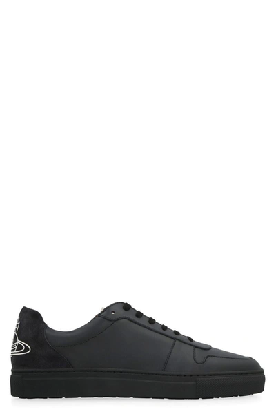 Shop Vivienne Westwood Classic Trainers Leather Low-top Sneakers In Black