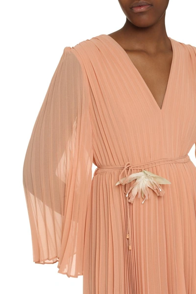 Shop Zimmermann Sunray Pleated Dress In Salmon Pink