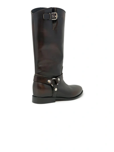 Shop Elena Iachi Brown Leather Boots In Black