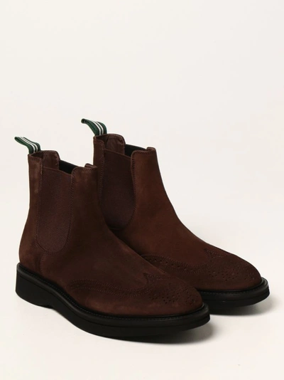 Shop Green George Brown Leather Ankle Boots In Black