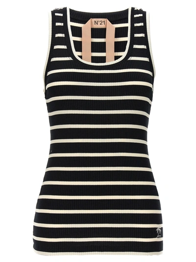 Shop N°21 Striped Ribbed Top Tops White/black