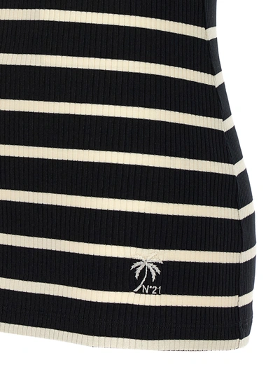 Shop N°21 Striped Ribbed Top Tops White/black