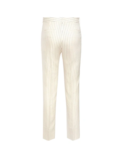 Shop Tom Ford Wool And Silk Trouser With Striped Motif