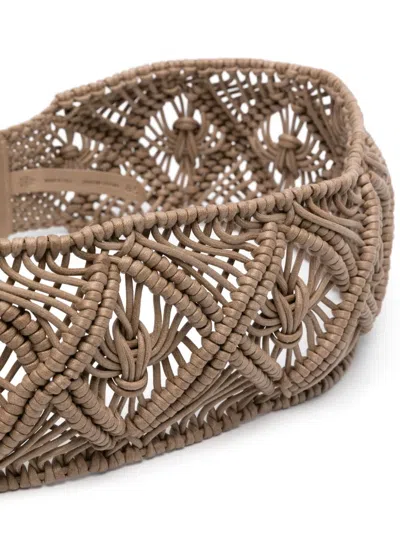 Eleventy Braided Leather Belt In Neutrals