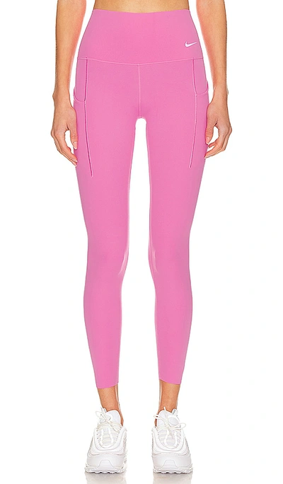 Shop Nike Universa High Waisted Cropped Leggings In Playful Pink & Black