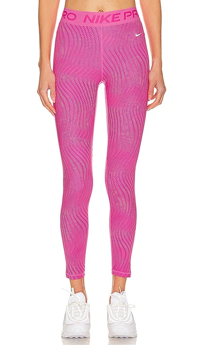 Shop Nike Pro Cropped Printed Leggings In Alchemy Pink  Playful Pink  & White