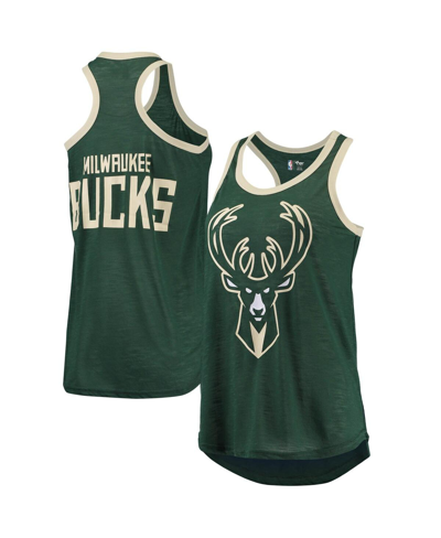 Shop G-iii Sports By Carl Banks Women's  Hunter Green Milwaukee Bucks Showdown Scoop-neck Racerback Tank T