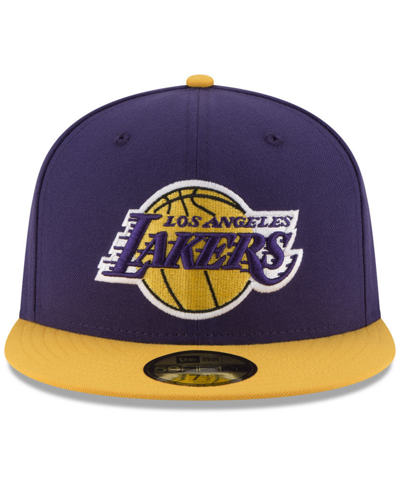 New Era Los Angeles Lakers Basic 2 Tone 59fifty Fitted Cap In Purple,yellow
