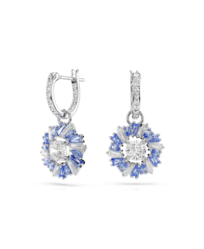 Shop Swarovski Flower, Blue, Rhodium Plated Idyllia Drop Earrings