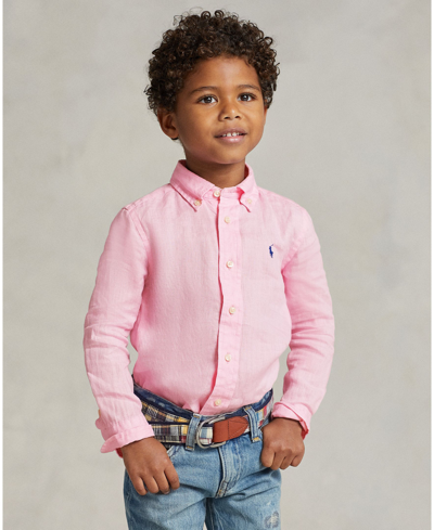 Shop Polo Ralph Lauren Toddler And Little Boys Linen Shirt In Carmel Pink