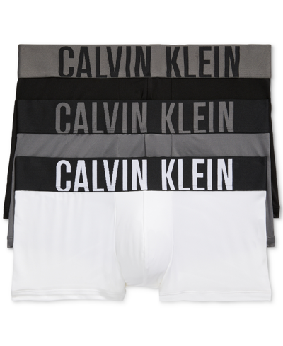 Shop Calvin Klein Men's Intense Power Micro Low Rise Trunks In Black,grey Sky,white