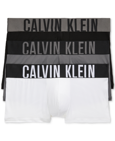 Calvin Klein Assorted 3-pack Performance Microfiber Trunks In Black,grey Sky,white