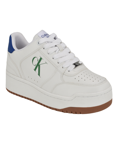 Shop Calvin Klein Men's Acre Lace-up Casual Sneakers In White Multi