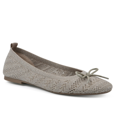White Mountain Sashay Ballet Flats In Gold Fabric
