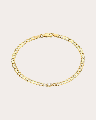 Shop Zoe Lev Women's Diamond Bezel Cuban Link Bracelet In Gold