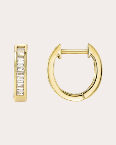 Shop Zoe Lev Women's Diamond Stacked Baguette Huggie Earrings In Gold