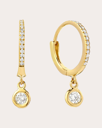 Shop Zoe Lev Women's Diamond & 14k Gold Bezel Drop Huggie Earrings