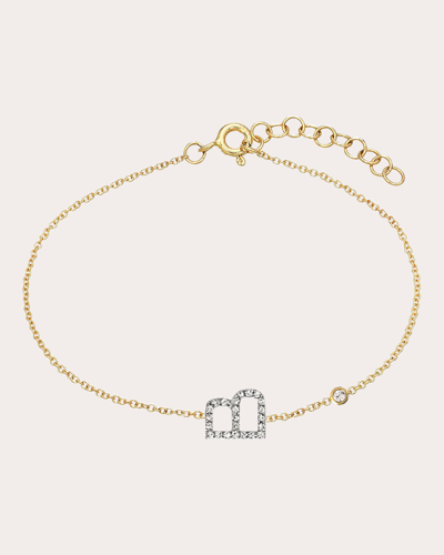Shop Zoe Lev Women's Diamond Bezel Initial Charm Bracelet In Gold