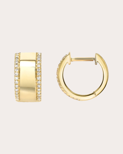 Shop Zoe Lev Women's Diamond Thick Huggie Earrings In Gold