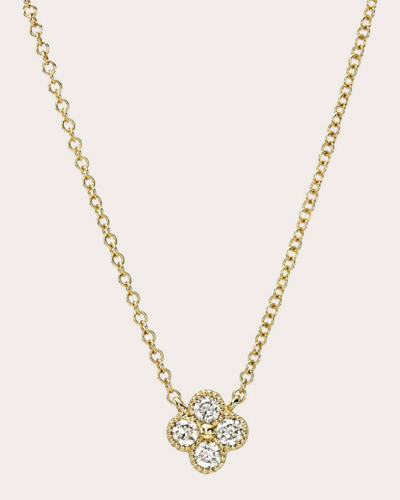 Shop Zoe Lev Women's Large Diamond Clover Pendant Necklace In Gold