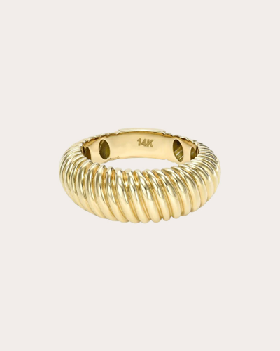 Shop Zoe Lev Women's 14k Gold Ribbed Dome Ring