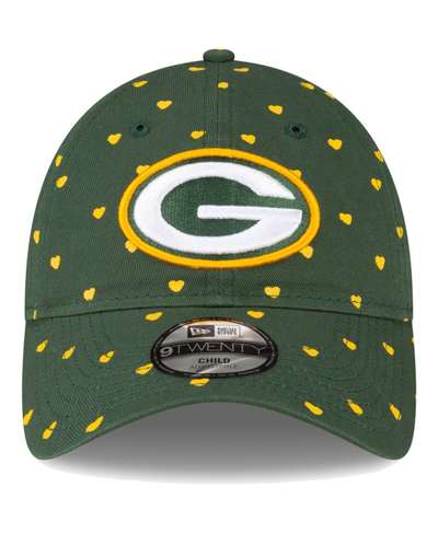 Shop New Era Little Girls  Green Green Bay Packers Hearts 9twenty Adjustable Hat