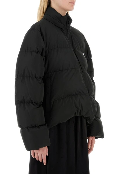 Shop Balenciaga Woman Black Polyester Blend Padded Oversize Jacket