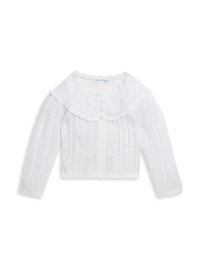 Shop Polo Ralph Lauren Baby Girl's Crochet Knit Cardigan In White