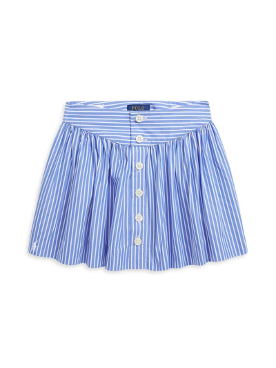 Shop Polo Ralph Lauren Little Girl's & Girl's Striped Poplin Skirt In Blue White