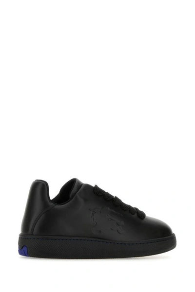 Shop Burberry Man Black Leather Box Sneakers