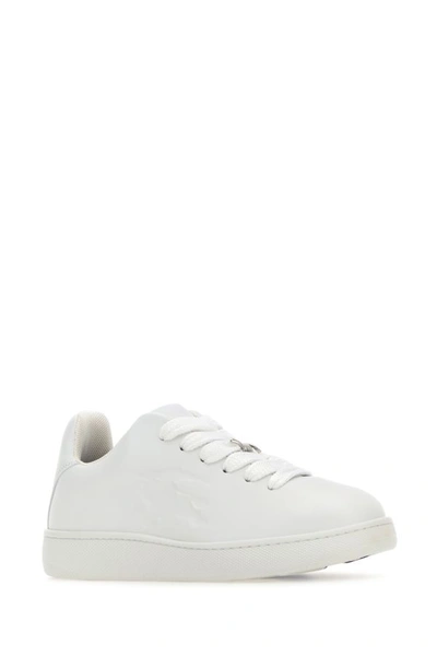 Shop Burberry Man White Leather Box Sneakers