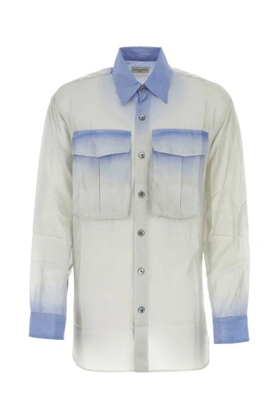 Shop Dries Van Noten Man Two-tone Silk Calander Shirt In Multicolor
