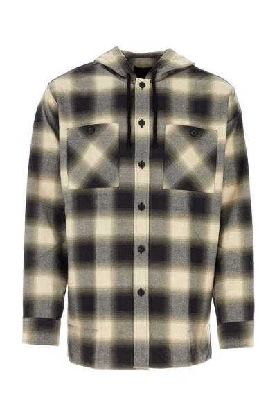 Shop Givenchy Man Embroidered Flanel Oversize Shirt In Multicolor