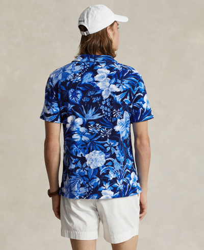 Shop Polo Ralph Lauren Men's Custom Slim Fit Floral Terry Camp Shirt In Jardin Floral,navy