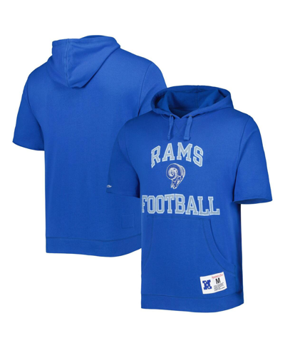 Mitchell & Ness Men's  Royal Distressed Los Angeles Rams Washed Short Sleeve Pullover Hoodie In Royal
