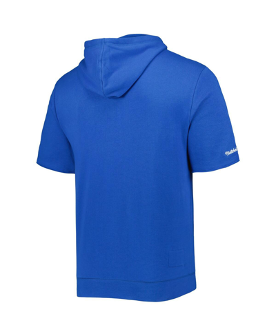 Mitchell & Ness Men's  Royal Distressed Los Angeles Rams Washed Short Sleeve Pullover Hoodie In Royal