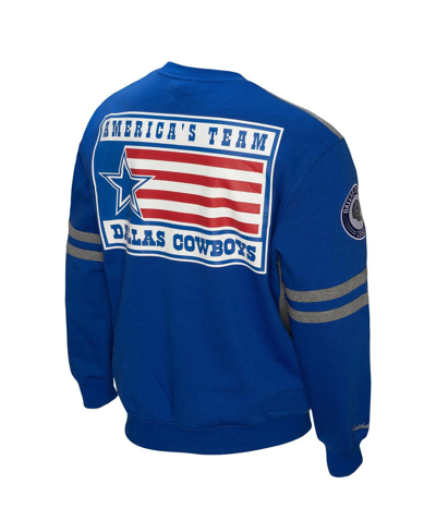 Shop Mitchell & Ness Men's  Royal Dallas Cowboys All Over 2.0 Pullover Sweatshirt