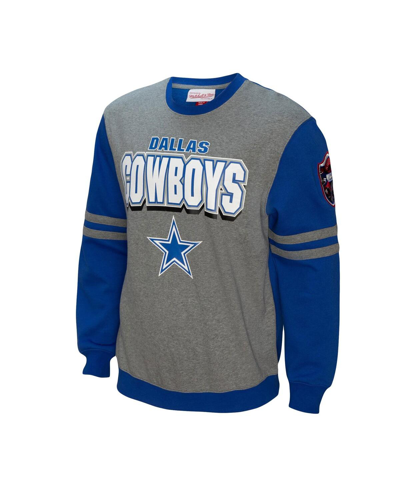 Shop Mitchell & Ness Men's  Royal Dallas Cowboys All Over 2.0 Pullover Sweatshirt
