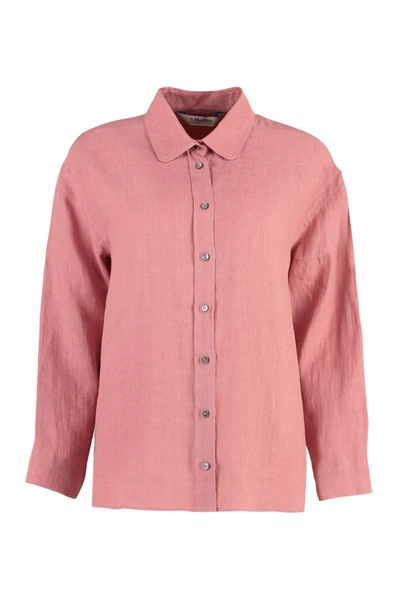 Shop 's Max Mara Canard Linen Shirt In Pink