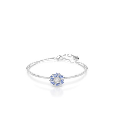 Shop Swarovski Flower, Blue, Rhodium Plated Idyllia Bangle Bracelet