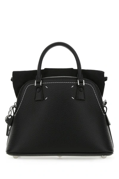 Shop Maison Margiela Woman Black Leather Mini 5ac Handbag