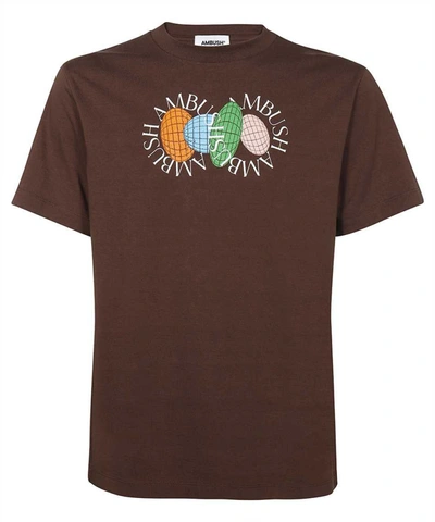 Shop Ambush Printed Cotton T-shirt In Brown