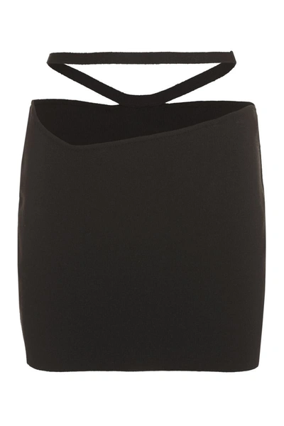 Shop Andreädamo Andreādamo Knitted Mini Skirt In Black