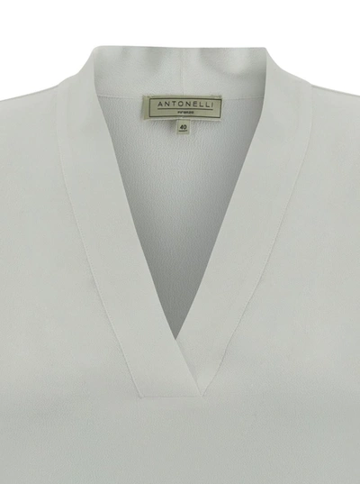 Shop Antonelli 'aristide' White Blouse With V Neckline In Silk Blend Woman